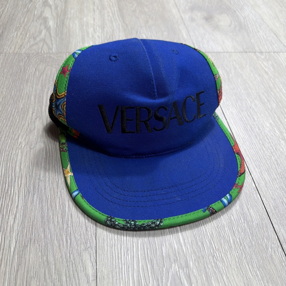 Rare!! Vintage 90's VERSACE Strap‎ Back Hat Starfish Blue Made In Italy Size 57